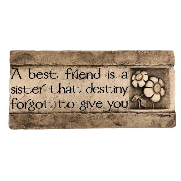 Plaque Vintage -A Best Friend Is a Sister- Hand Cast Stone 11x6x1 - Picture 2 of 7